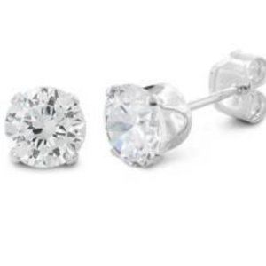 NEW! Sterling Silver Cubic Zirconia Stud Earrings